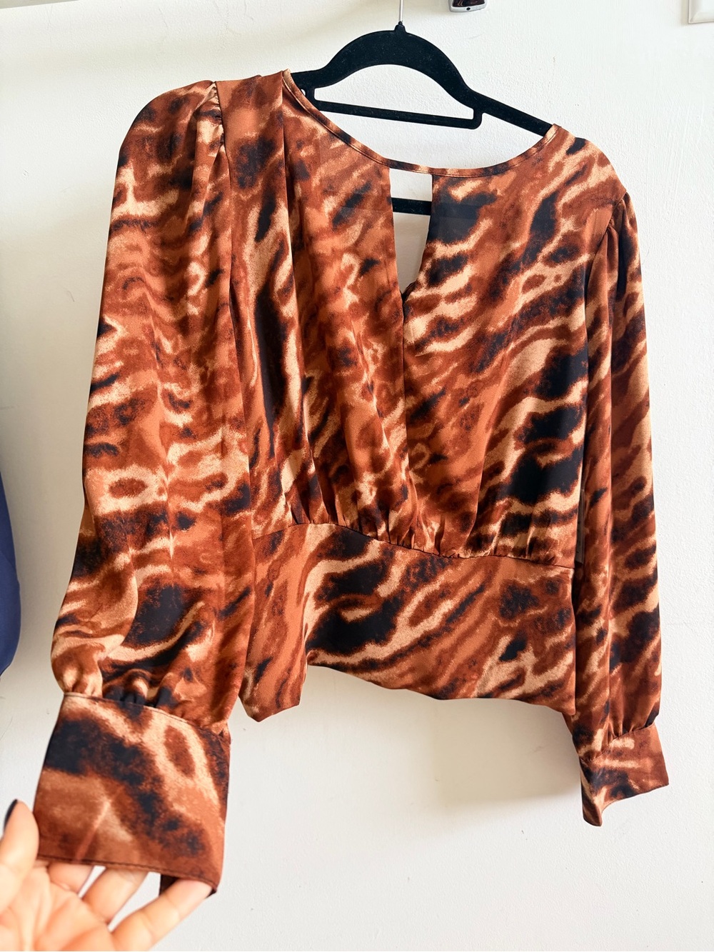 Bar III Brown & Black Animal-Print V-Neck Blouse